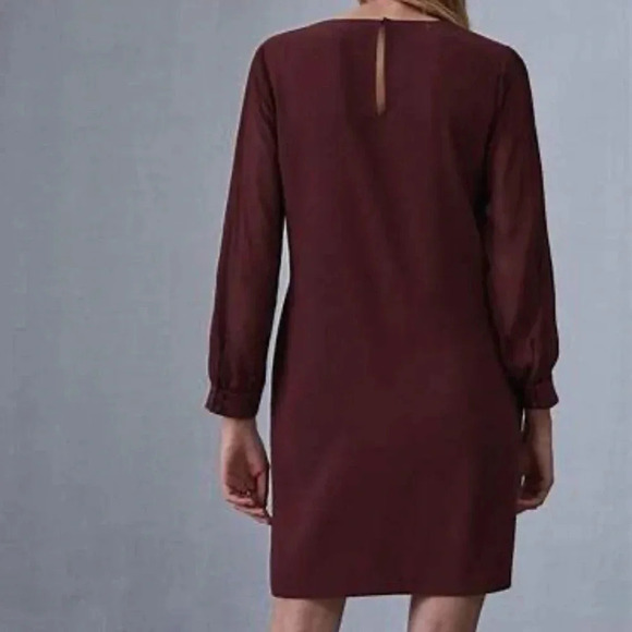 Reiss Amerie Maroon Long Sleeve Pleated Dress Size 2 - Picture 3 of 8